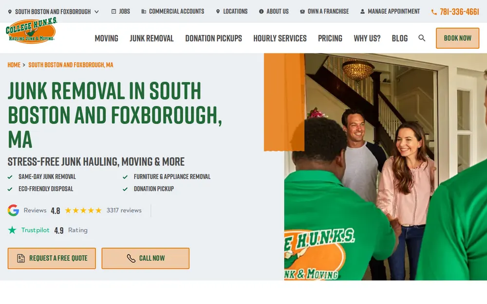 College Hunks Hauling Junk and Moving Boston South homepage