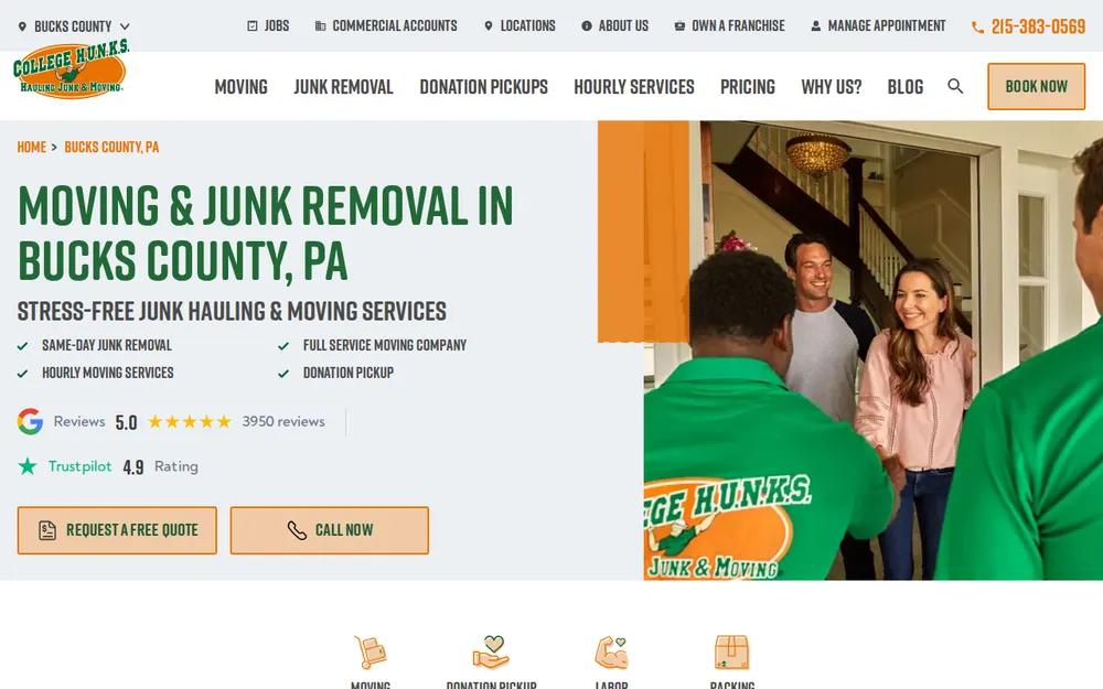 College Hunks Hauling Junk and Moving Bucks County homepage