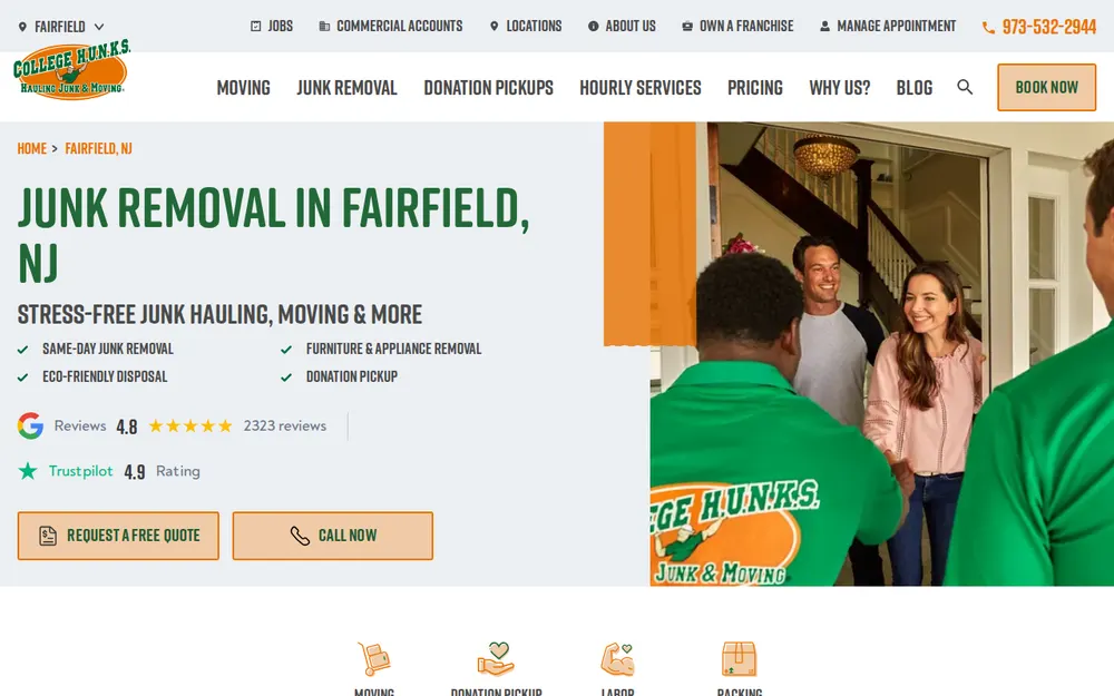 College Hunks Hauling Junk and Moving Fairfield homepage