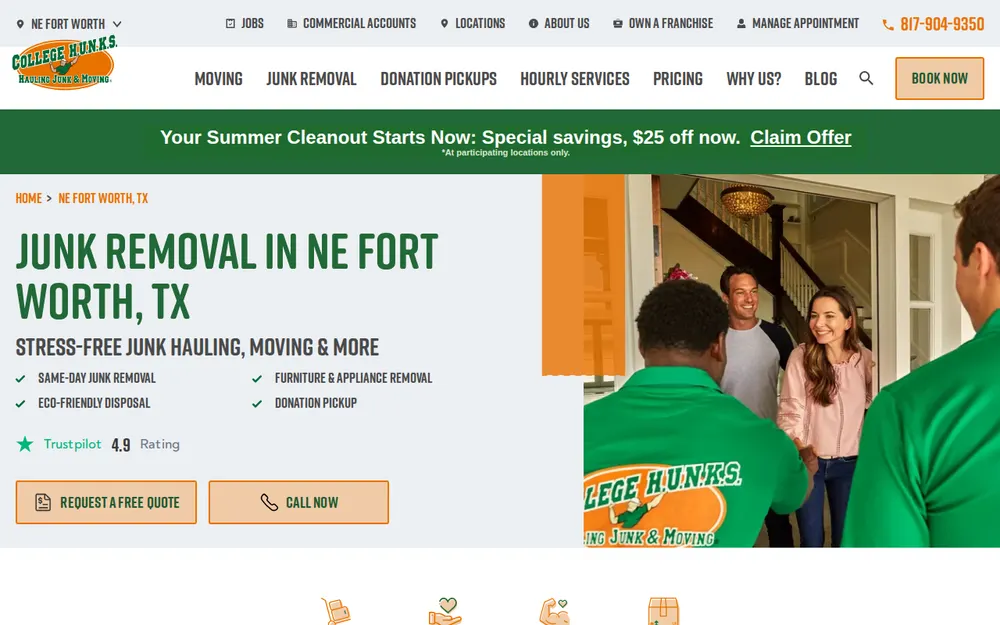College Hunks Hauling Junk and Moving North Dallas homepage