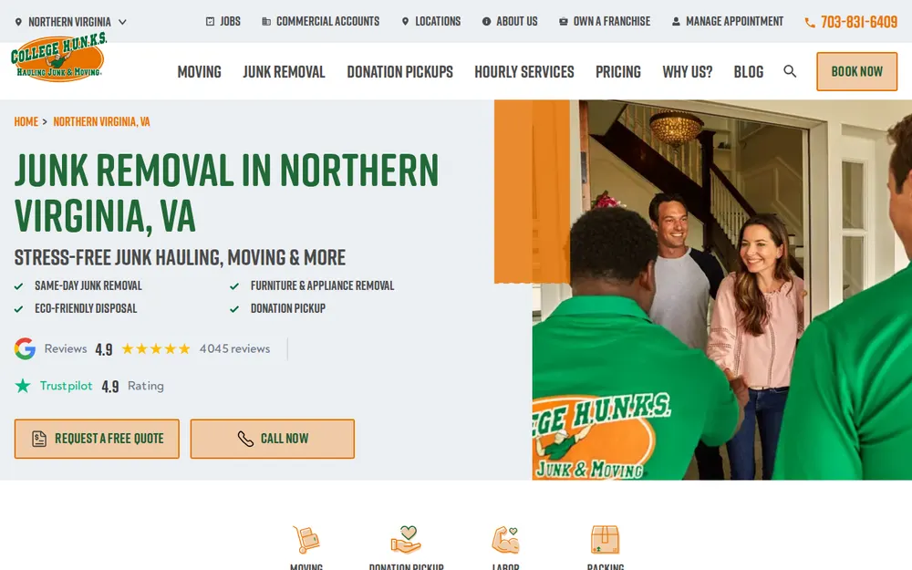 College Hunks Hauling Junk and Moving Northern Virginia homepage