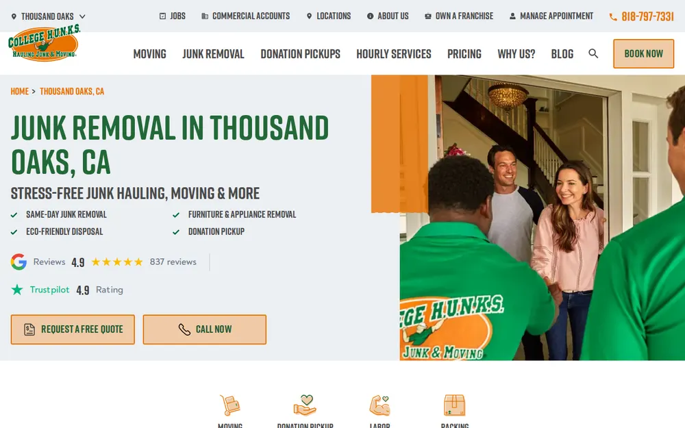 College Hunks Hauling Junk and Moving Thousand Oaks homepage