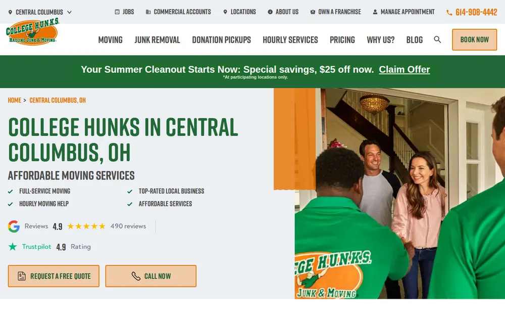 College Hunks Moving Central Columbus homepage