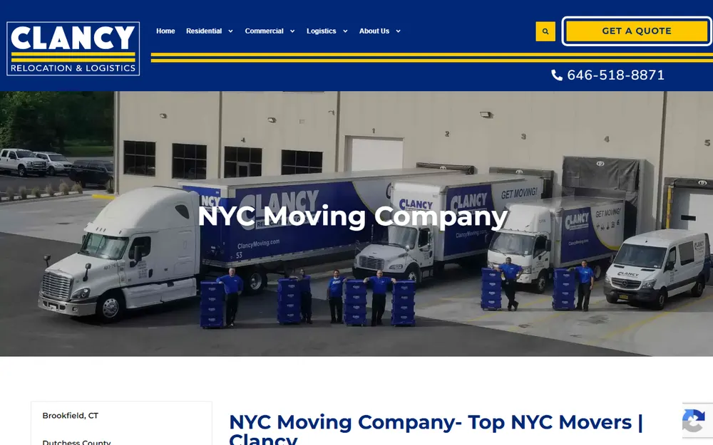 Commercial Moving Company NYC - Clancy homepage
