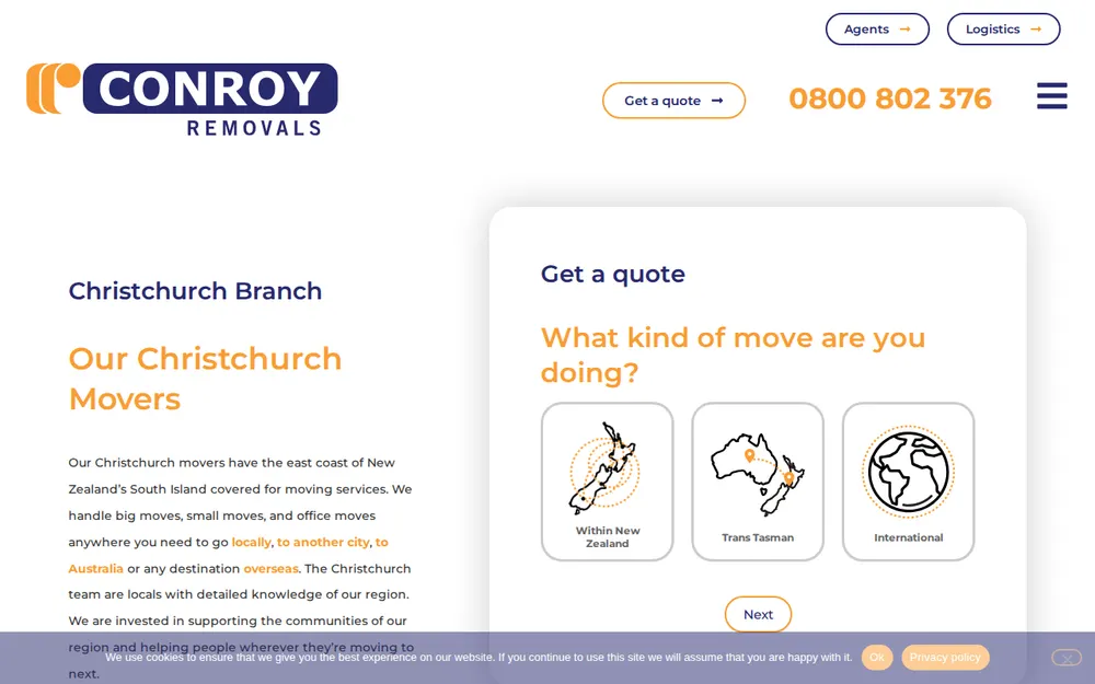 Conroy Removals homepage