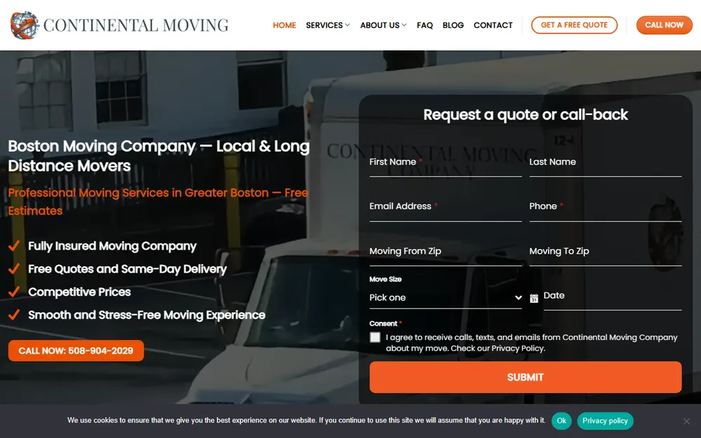 Continental Moving Company homepage