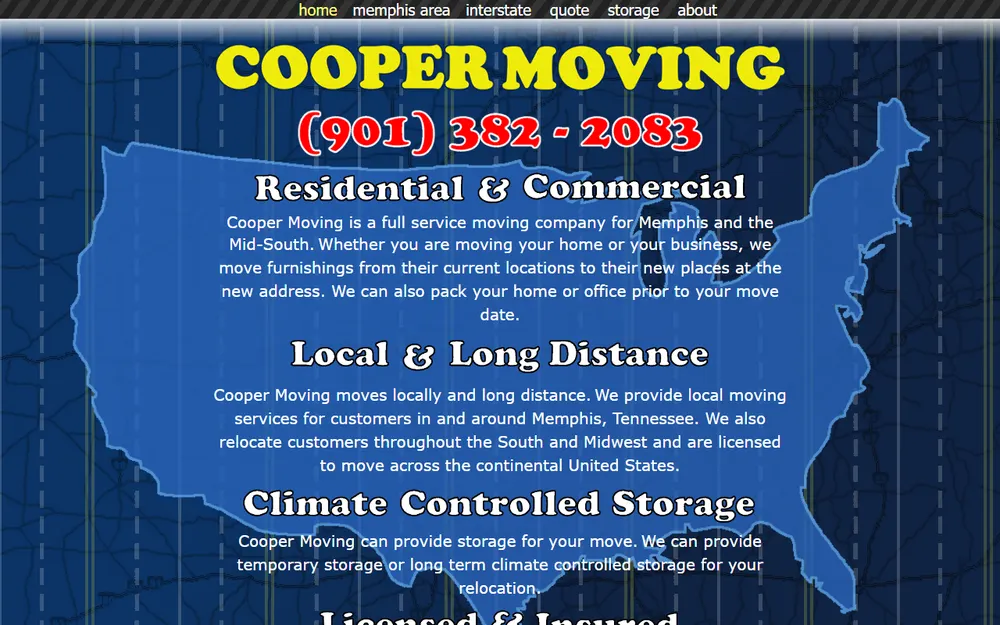 Cooper & Cooper Moving homepage