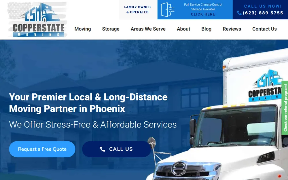 Copperstate Moving homepage