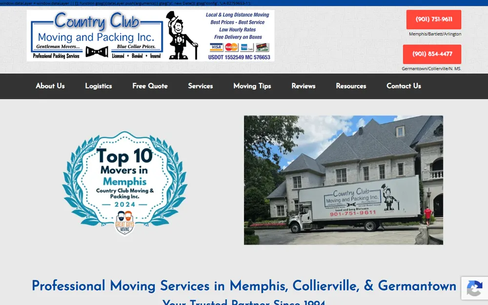 Country Club Moving & Packing Inc homepage