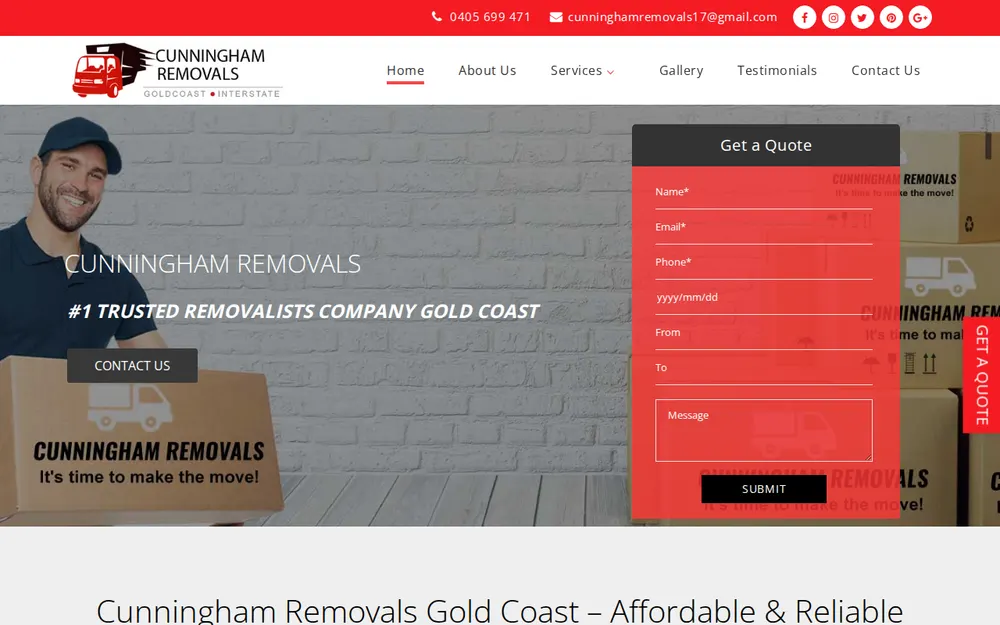 Cunningham Removals homepage