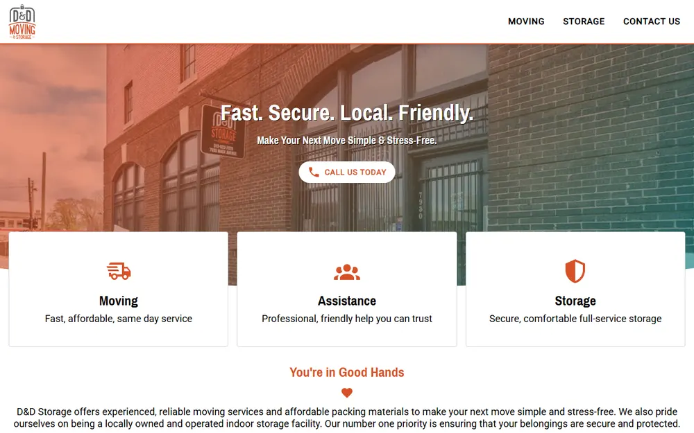D & D Moving & Storage Company homepage