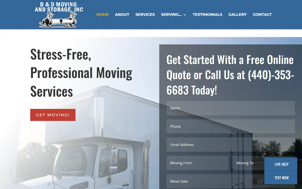 D & D Moving & Storage Inc. homepage