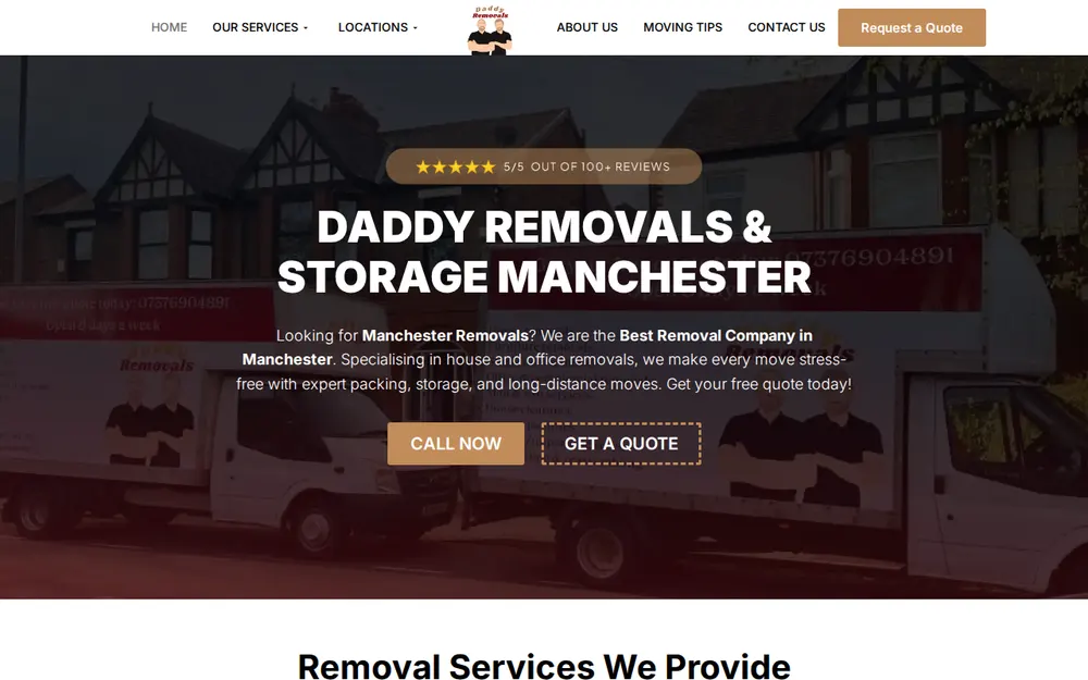 Daddy Removals & Storage Manchester homepage