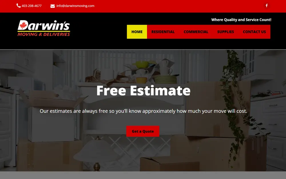 Darwin's Moving & Deliveries Inc. homepage