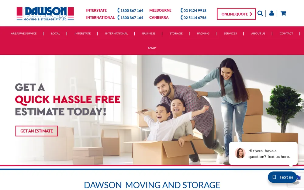 Dawson Moving & Storage - Interstate Removalists Melbourne homepage