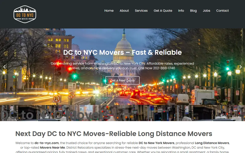 DC to NYC Movers homepage