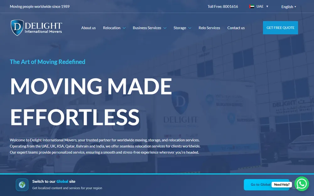 Delight International Movers homepage