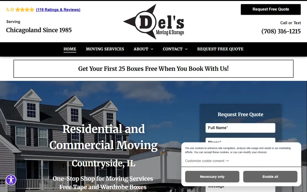 Del's Moving and Storage Chicago homepage