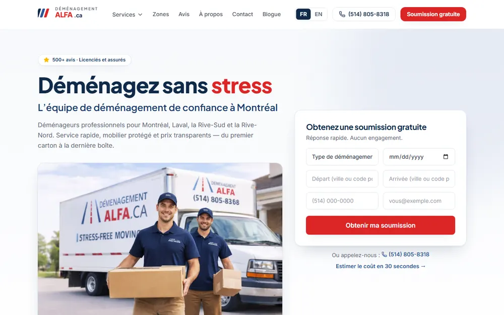 Déménagement Alfa homepage