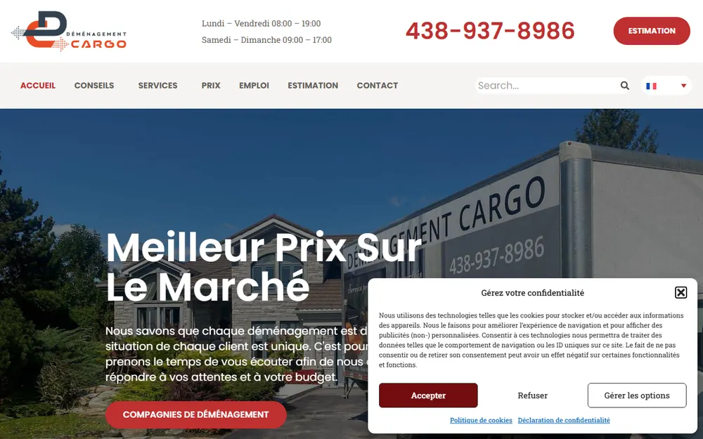 Déménagement Cargo Transport homepage
