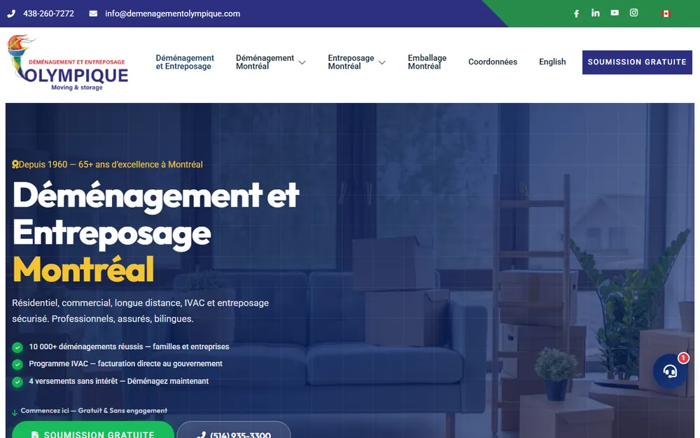 Déménagement et Entreposage Olympique homepage
