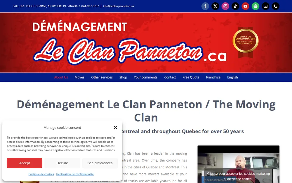 Déménagement Le Clan Panneton homepage