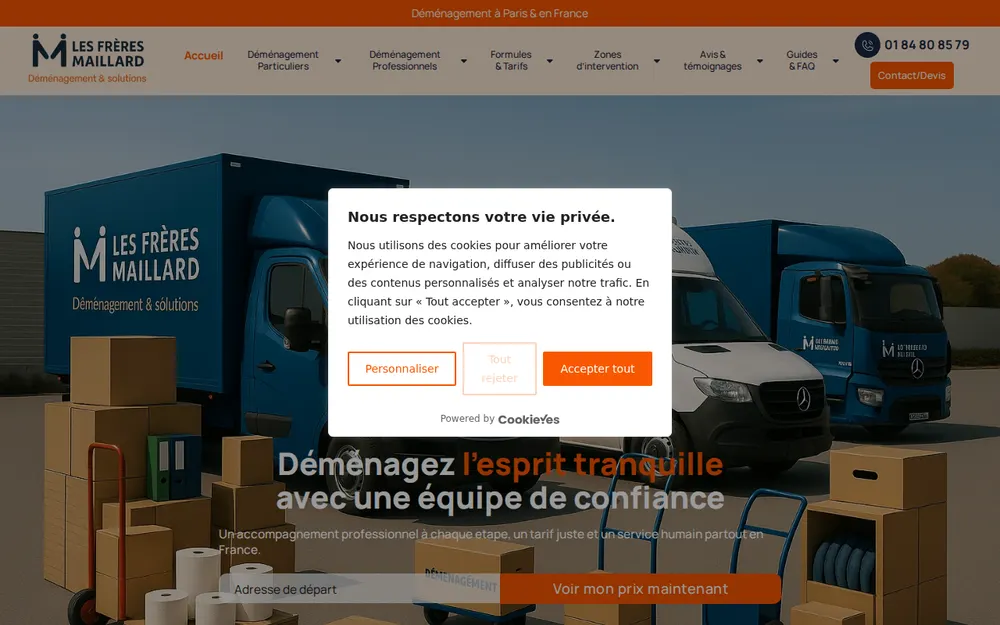 Déménagement Maillard - Déménageur Paris IDF - Transfert Pro National & International homepage
