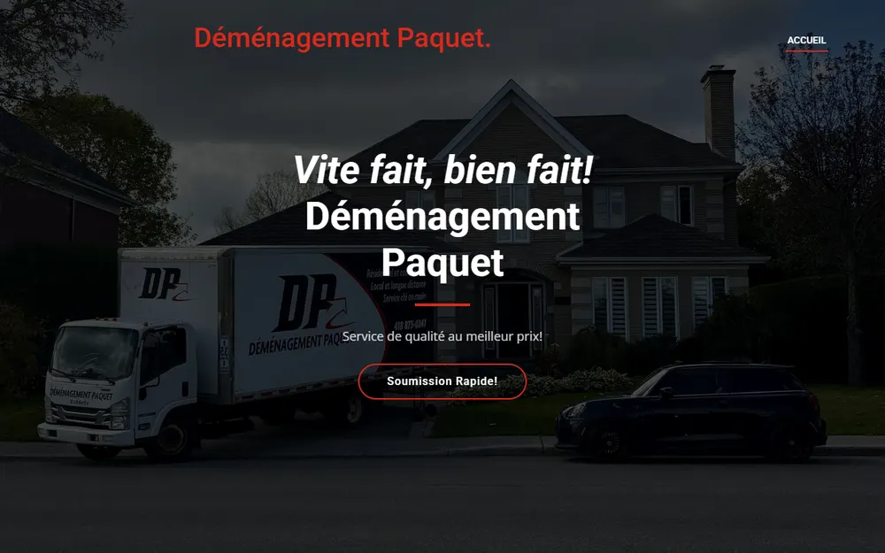 Déménagement & Transport Paquet Inc. homepage