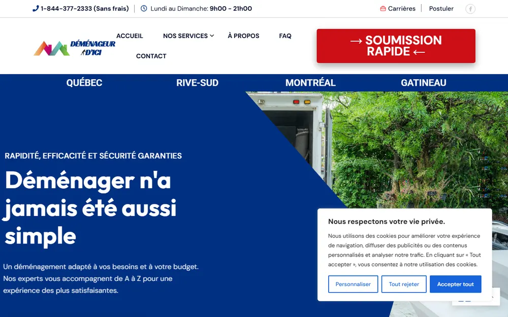 Déménageur D'ici Québec homepage
