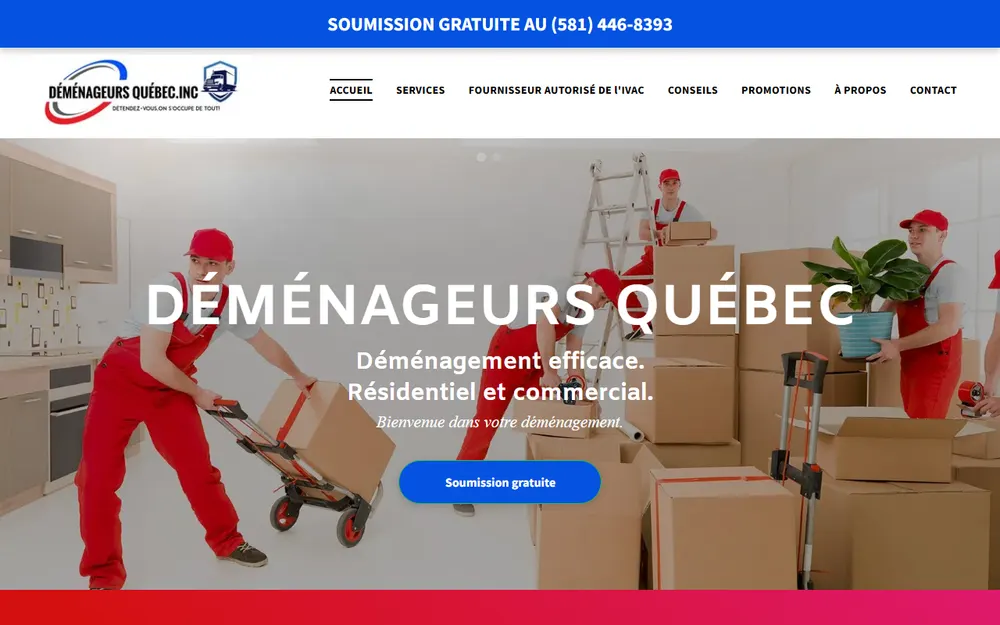 Déménageurs Québec IVAC - Déménagement Québec homepage