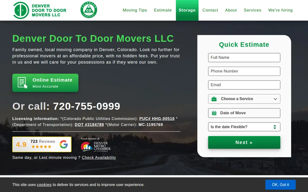Denver Door To Door Movers LLC dba Lark Movers homepage