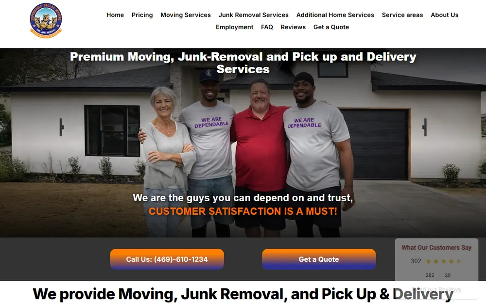 Dependable Dallas Movers and Junk Removal homepage