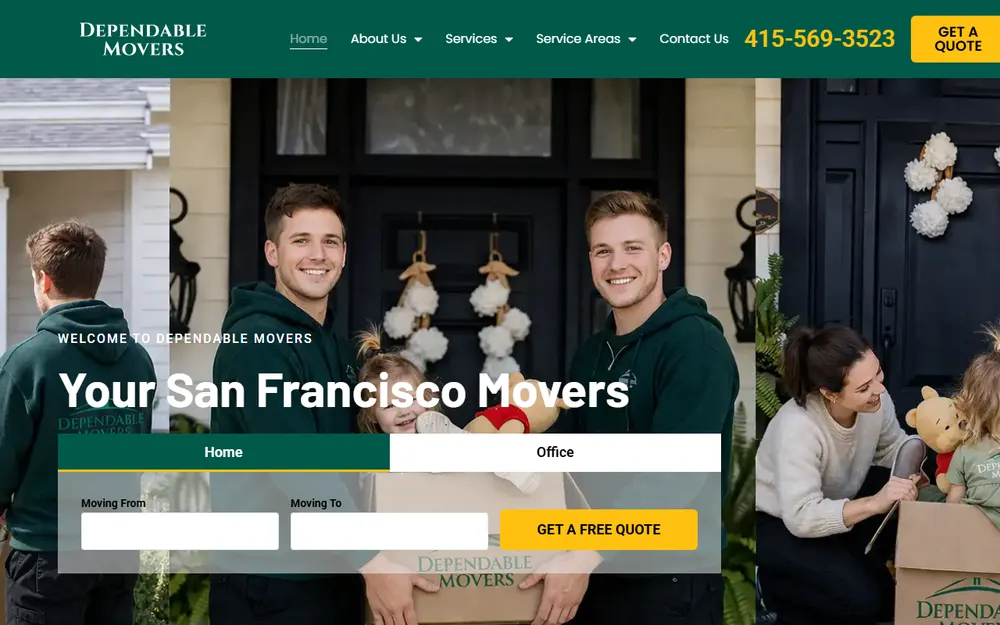 Dependable Movers homepage