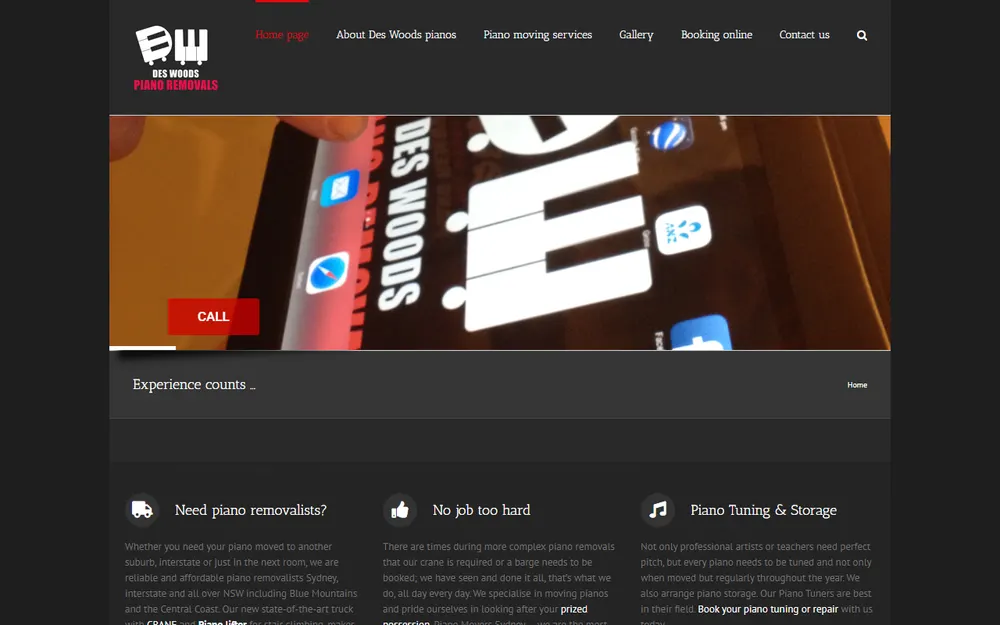 Des Woods Piano Removals homepage