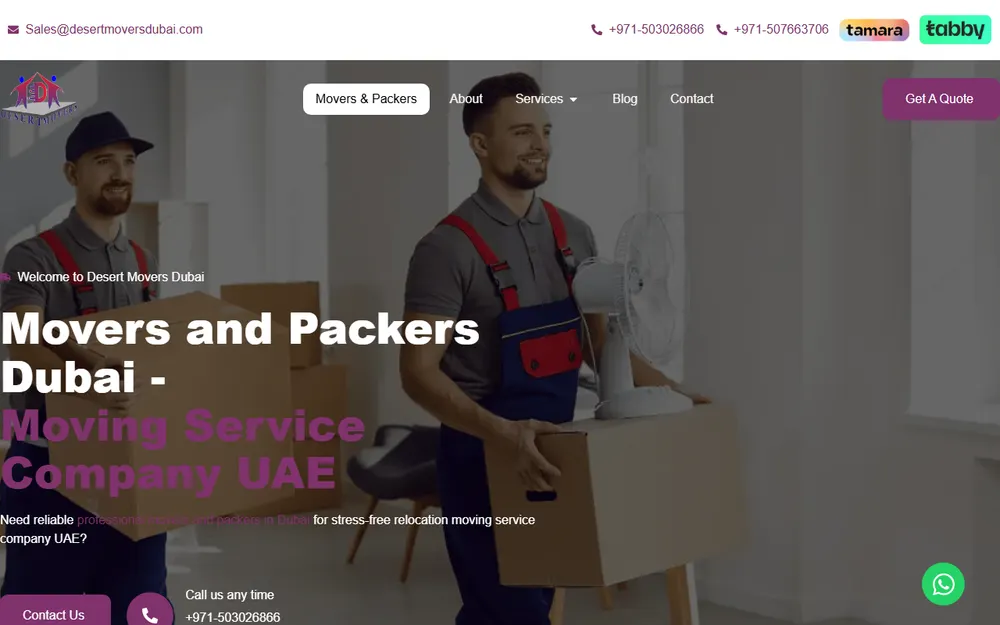 Desert Movers homepage