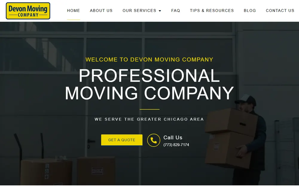 Devon Chicago Moving Company homepage
