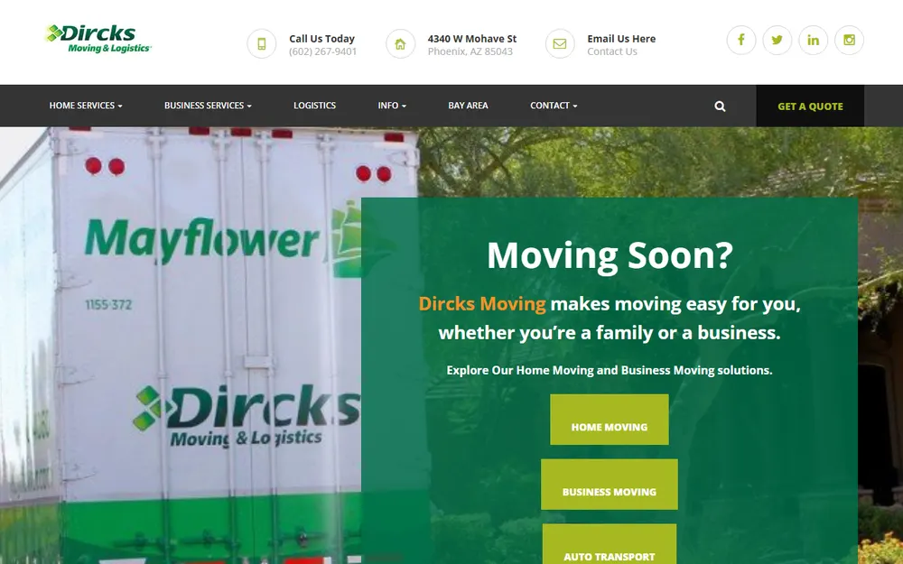 Dircks Moving & Logistics homepage