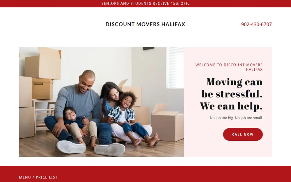 Discount Movers Halifax homepage