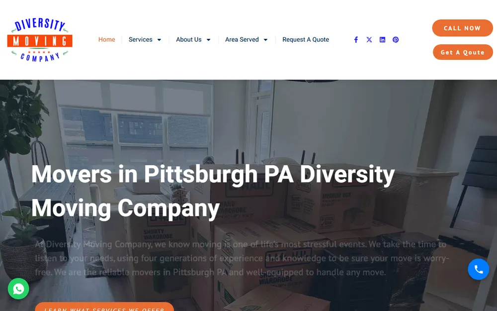 Diversity Moving Company homepage
