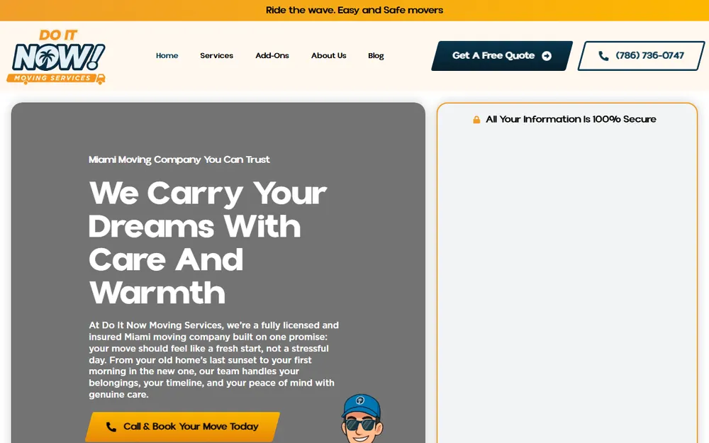 Do It Now Moving Services homepage