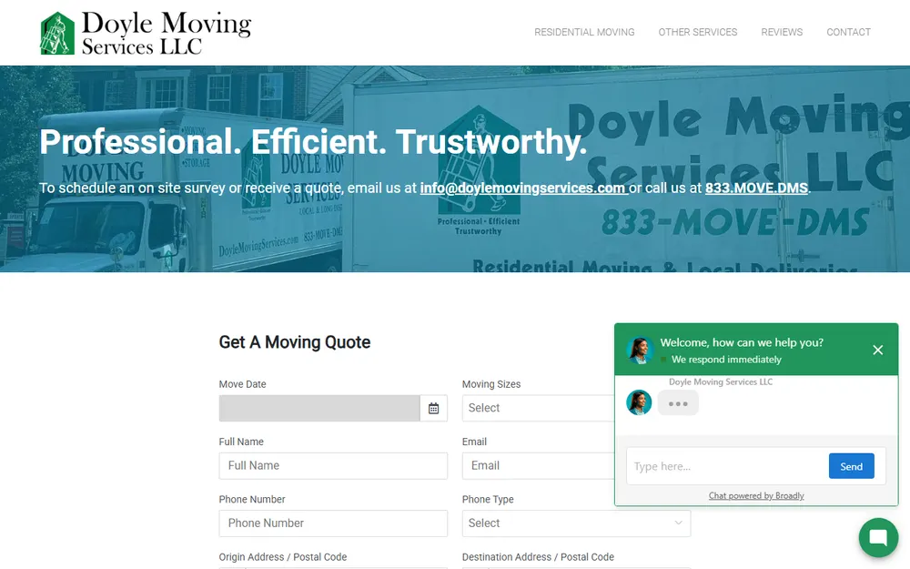Doyle Moving Services homepage