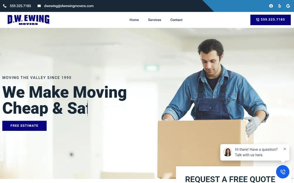 DW Ewing Movers homepage