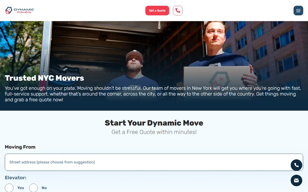 Dynamic Movers NYC homepage