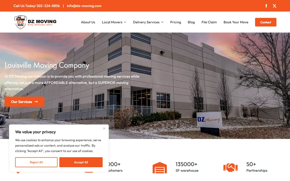 DZ Moving homepage