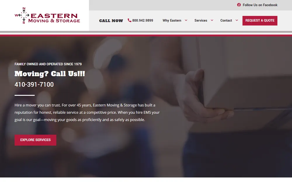 Eastern Moving & Storage homepage