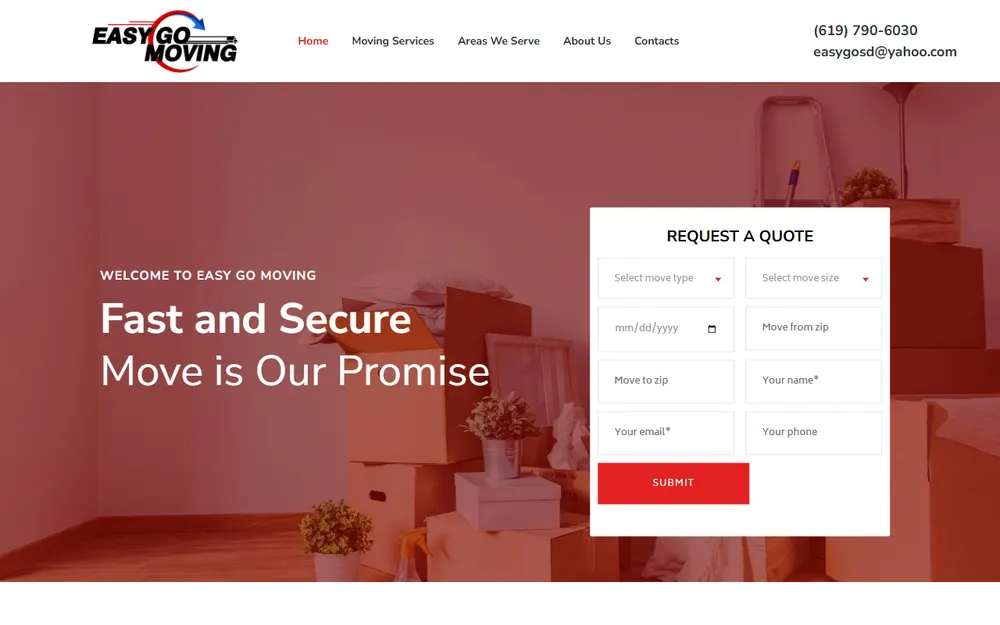 Easy Go Moving homepage