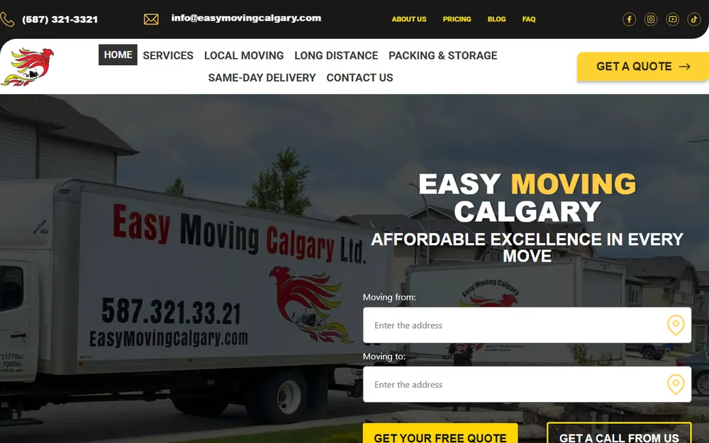 Easy Moving Calgary South homepage