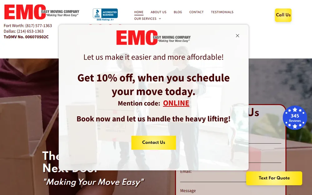 Easy Moving Company homepage
