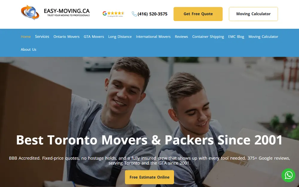 Easy Moving homepage