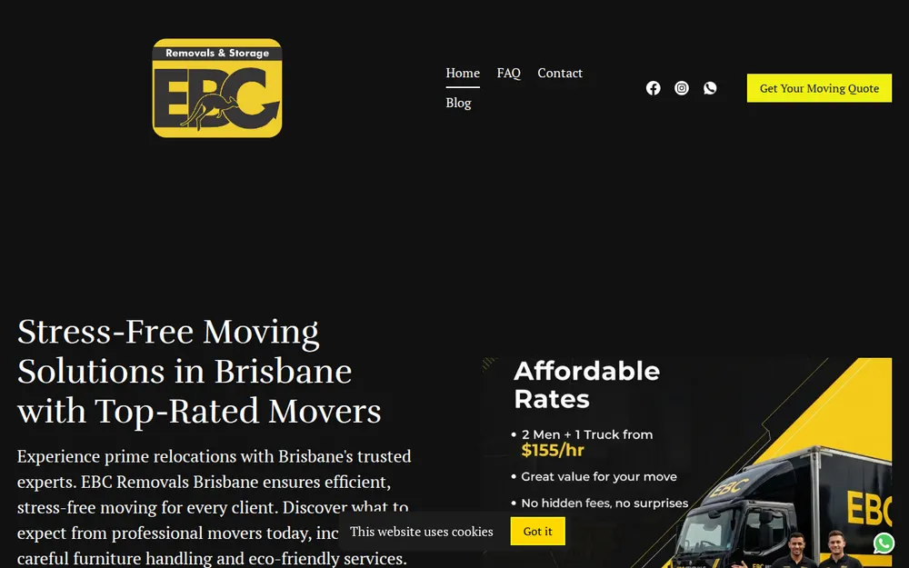EBC Removals Brisbane homepage